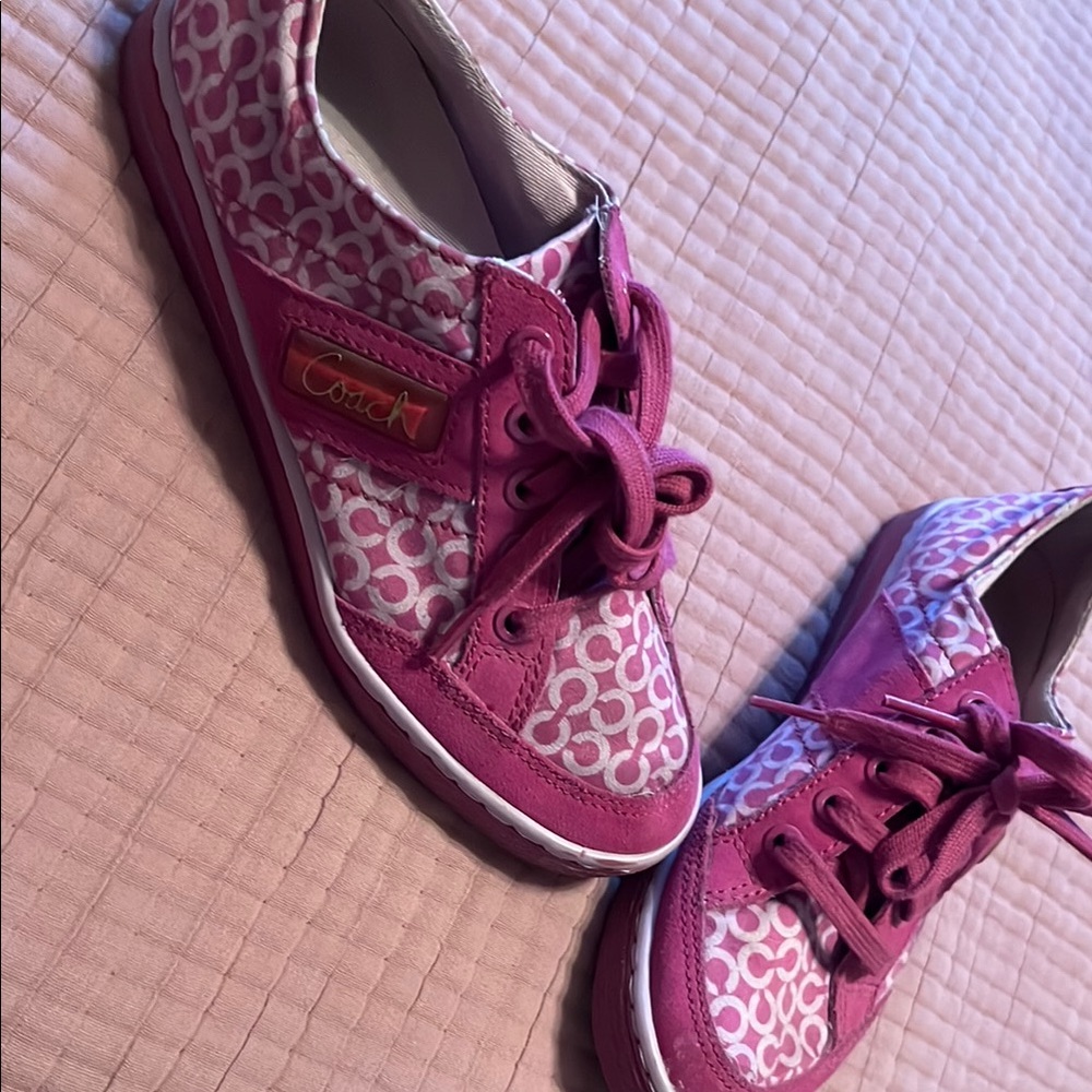 Coach Fuchsia and White Patterned Sneakers
